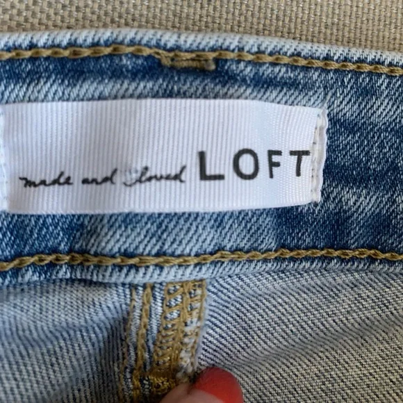 LOFT Women's Distressed Light Blue Straight Leg Jeans - Picture 4 of 5